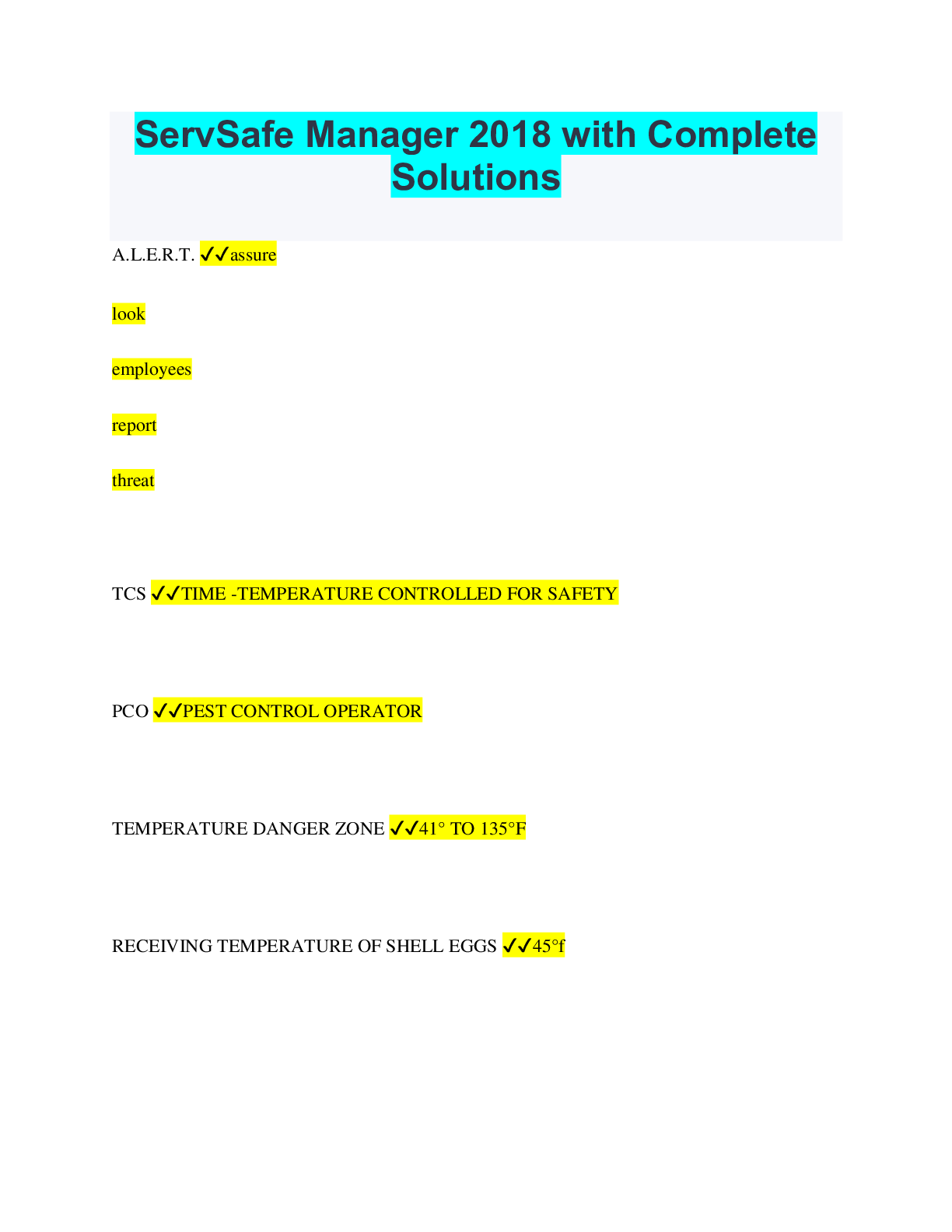 Preview of ServSafe Manager 2018 with Complete Solutions